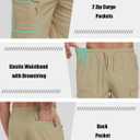 Men's Stretch Cargo Shorts Relaxed Fit Drawstring Elastic Waist Outdoor Work Hiking Athletic Shorts with 5 Pockets (Khaki)