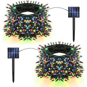 TW SHINE 2 Pack Solar Christmas Lights Decorations Outdoor, Total 400 LED 132 FT Solar Powered Outdoor Christmas Light with 8 Modes, Waterproof Christmas Decor for Home Tree Party Yard (Multi-colored)