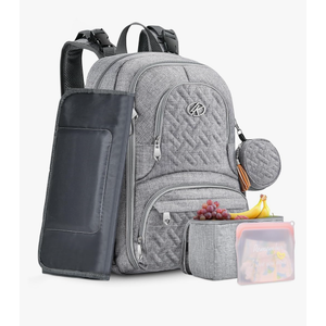 Diaper Bag Backpack, 6 in 1 Kit Baby Bags Large Travel Diaper Backpack for Boys and Girls with Washable Changing Pad, Extra Breast Insulated Cooler, Pacifier Case, Silicone Bag and Stroller Straps