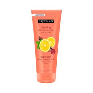 Freeman Clearing Peel-Off Clay Mask, Brightening & Toning Facial Mask, Tea & Lemon Help Even Skin, Antioxidant Rich, Clay Face Mask For Breakouts, Cruelty-Free & Vegan, 6 fl. oz./175 ml Tube, 1 Count
