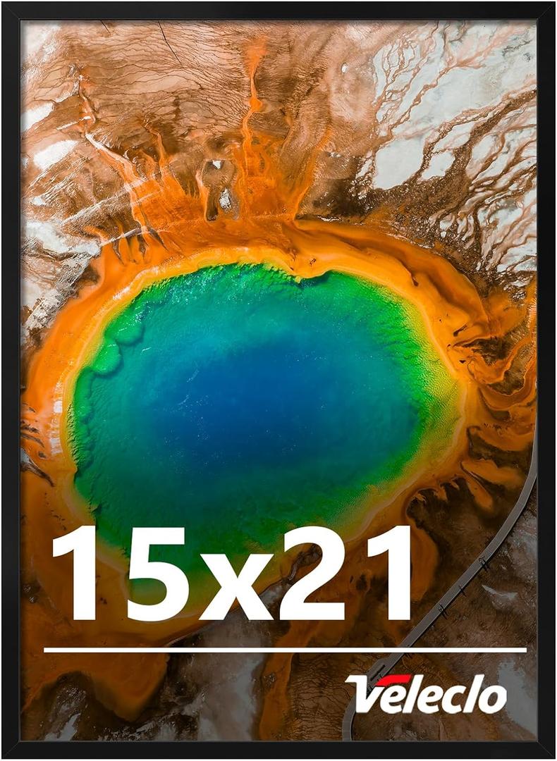 15x21 Picture Frame for Wall Display, 15x21 Black Picture Frame with Shatter Resistant Plexiglass, Stable and Sturdy 15 x 21 Poster Frame for Wall Display, Handpicked Gift Collection, 1 Pack
