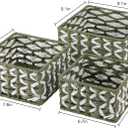OIAHOMY Storage Baskets Paper Rope Shelf Baskets, Handwoven Small Wicker Bins for Home, Set of 3-Green & White