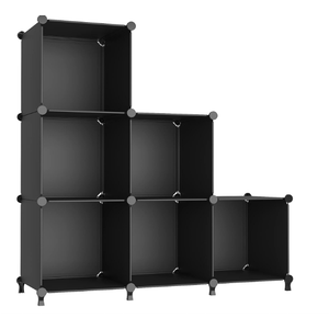 AWTATOS Cube Storage Organizer, Storage Cubes Shelves Bookshelf, 6 Cube Closet Organizers and Storage, DIY Stackable Plastic Clothes Organizer Shelving for Bedroom, Home, Black