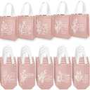 Sweetude 46 Pcs Christian Easter Gift Bag Bulk, Reusable Non Woven Church Welcome Totes with Handles, Medium Floral Bible Verse Bags for Mom Church Sunday School Religious Event Favors (Pink)