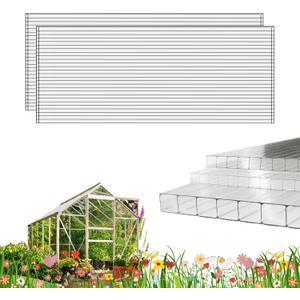 3 PCS 4' x 2' x 0.24'' Polycarbonate Greenhouse Panels, Double Layer Polycarbonate Panels, Outdoor Waterproof, UV Protected, Impact Resistance Clear Sheets, for Garden and Greenhouse