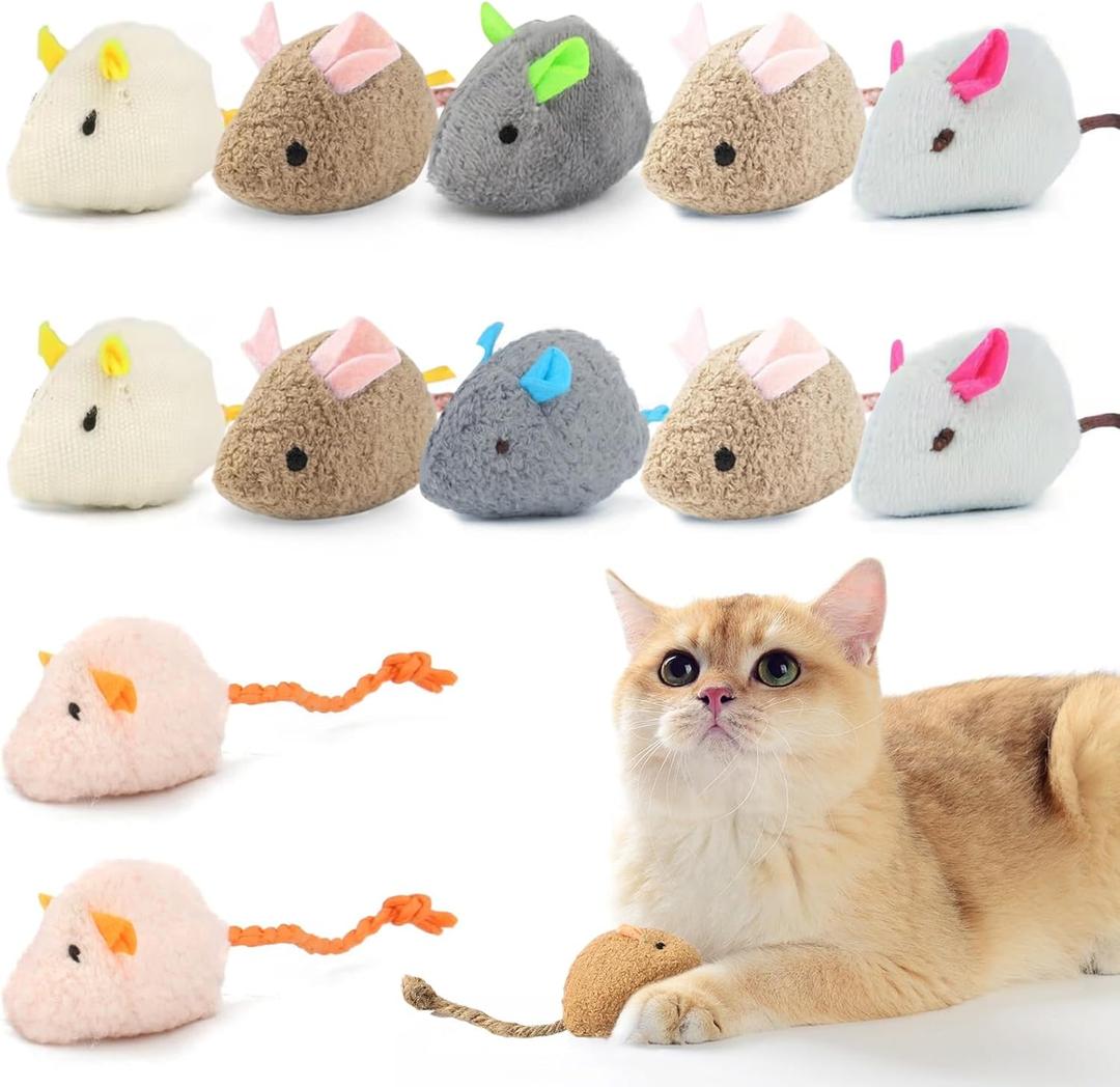 12PCS Cat Mouse Toys with Catnip, 2.36 Mouse Toys for Cats, Faux Fur Cat Mice Toys with Plastic Body, Interactive Catnip Toys for Indoor Cats Play Fetch