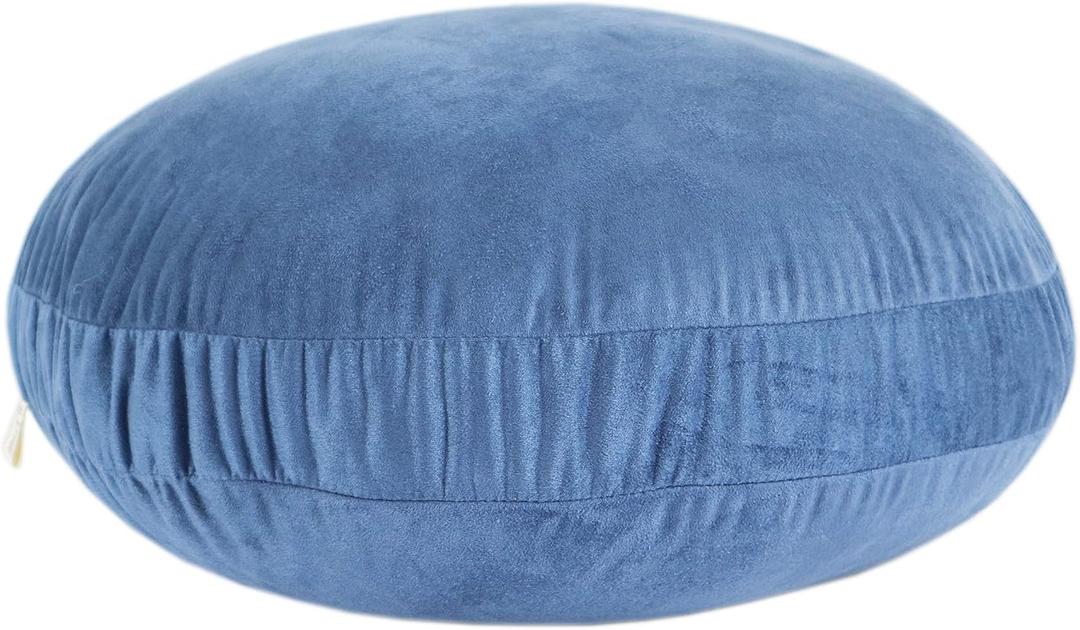 Round Throw Pillow 16x16 Down-like Polyester Super Soft Ultra Fluffy Feather-like Touch Round Cushion for Couch Decorative Circle Round Floor Pillow for Kids Bed Sofa, 1 Piece, Navy Blue