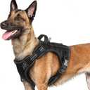 rabbitgoo Dog Harness for Large Dogs No Pull, Tactical Service Pet Vest with Molle and Control Handle, Adjustable and Reflective Military Harness for Easy Walking and Training, Black, L