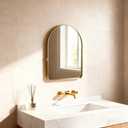 Funly mee Arched Wall Mirror, Wall-Mounted Plastic Mirror, for Bathroom and Vanity (Gold, 11.8 x 15.8)