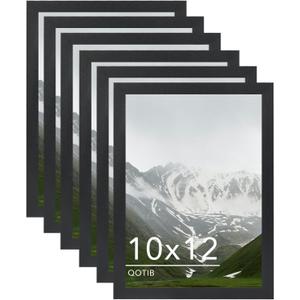 10x12 Picture Frame Black for Wall Mounting Set of 6, Horizontal and Vertical Formats for Wall Hanging, Wood 10x12 Frame, Black, 6 Pack