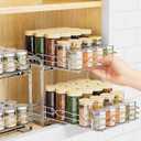 Pull Out Spice Rack Organizer for Inside Cabinet, 2 Tier Spice Rack Spice Organization for Cabinet 6 Height Adjustable, Seasoning Organizer, 9.2"W x 10.4"D x 9.8"H (Also for Cabinet with Lip)