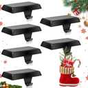 6 Pack Metal Christmas Stocking Holders for Mantle Heavy Duty Stocking Hangers Stocking Hook Christmas Ornaments for Counter Tables Window Fireplace Mantle Decoration (Black)