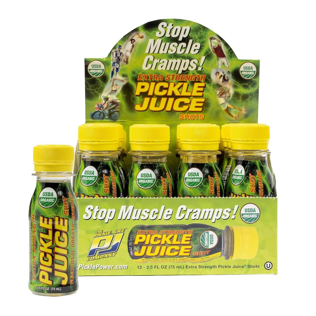 Pickle Juice Sports Drink Shots, Extra Strength - Relieves Cramps Immediately - Electrolyte Pickle Juice Shots for Day & Night Time Leg Cramp Relief - 2.5 oz, 12 Pack