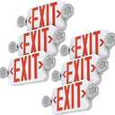 Red Led Exit Sign Emergency Light Combo Adjustable Two Head, Double Sided and Battery Backup Exit Light, Contractor Select, AC 120/277V (6 Pack)