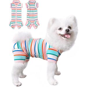 TONY HOBY Dog Pajamas, Dog Shirt Colorful, Breathable Dogs Jumpsuit, Dogs Surgical Recovery Suit for Small Medium Breeds (Pink&White, Girl, XL)