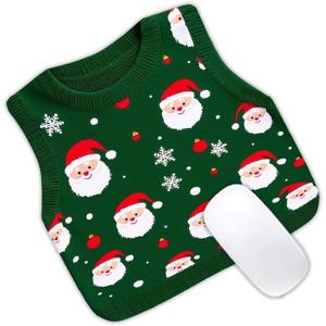 Santa Claus Sweater Mouse pad, Wireless Mouse Desktop Accessory, Non Slip Rubber Base Travel Mouse pad, Suitable for Desktop, Computer, Laptop, Office 11  11 inch. (Green Red)