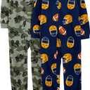 Simple Joys by Carter's Boys Kid Little 2-Pack Loose-Fit Fleece Footed Pajamas, Football/ Monsters, 8