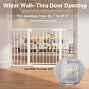 Cumbor 2 Pack 29.7-51.5" Extra Wide Baby Gate for Stairs, Easy Walk Through Dog Gates for Doorways, Pressure Mounted Pet Gate Indoor, Safety Auto-Close Child Gate for Kids with 4 Wall Cups, White