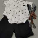 YUEMION Infant Baby Boy Clothes Gentleman Outfits Suits Summer Short Sleeve Bowtie Bodysuit Shirts + Suspender Shorts (3-6M)