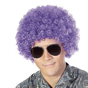FREE BEAUTY Fluffy Afro Synthetic Clown Wig for Men Women Cosplay Anime Party Christmas Halloween Fancy Funny Wigs (Purple)