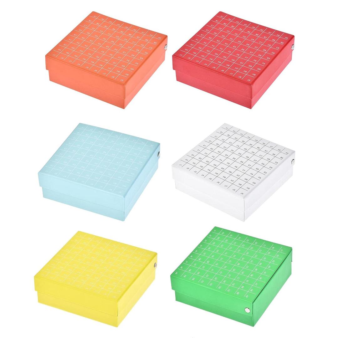 uxcell Centrifuge Tube Freezer Storage Box 81 Places Waterproof Cardboard Cryogenic Holder Rack for 1.8/2ml Microcentrifuge Tubes Vials Samples, 6in1 Set