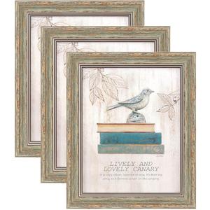 XUANLUO 3 Pack 8x10 Inch Picture Frames Farmhouse Rustic Vintage Distressed Wood Grain Photo Frame with HD plastic cover for Table Top Display and Wall Hanging