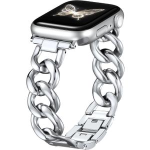 DaQin Gold Band Compatible with Apple Watch Bands for Women 40mm 38mm 41mm 42mm 44mm 45mm 46mm, Metal Chain Link Steel Replacement Accessories Bracelet for iWatch Bands Series 11 10 9 8 7 6 5 4 3 2 1