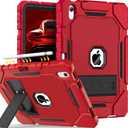 Grifobes for iPad A16 Case 11th Generation 11 inch 2025 / iPad 10th Generation Case 10.9 inch 2022, Heavy Duty Military Grade Shockproof Cover with Pencil Holder for i Pad 11/10 Gen (Red)