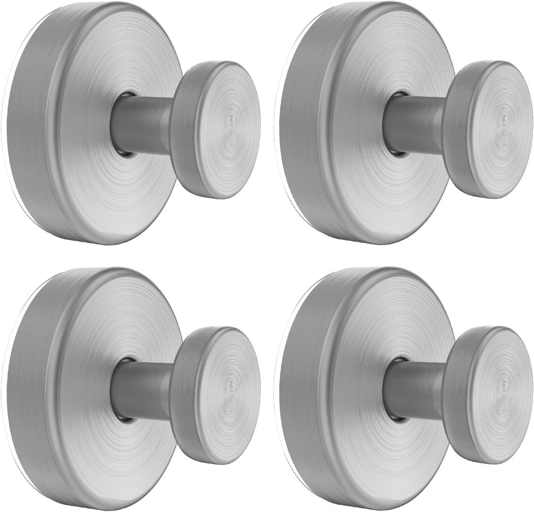 Hviiso Suction Cup Hooks for Glass Window, Mirror, Wreaths- Shower Hooks for Inside Shower, No Drill Towel Hooks for Bathrooms, Bath Robe Coat Looafh Hook for Hanging - Silver (4 Pack)