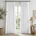 HOMEIDEAS Snow White Pinch Pleated Curtains 100% Blackout,Linen Blend Luxury Thermal Insulated with Adjustable Hooks, for Living Room Bedroom Modern Farmhouse Decor, 40" Wx84 L 2 Panels, Snow White 