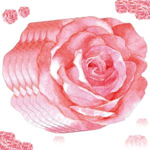 Teling 50 Pcs Pink Floral Paper Placemats 13 Inch Valentine's Day Disposable Flower Placemats Bulk for Galentine Wedding Tea Birthday Bridal Baby Shower Party Supplies Dining Table Setting Decoration