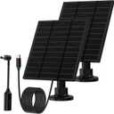 Solar Panels for Ring Camera Outdoor (New Generation) 5W 5V Solar Panel Charger with USB-C&Plug for Spotlight Cam Plus&Stick Up Cam Pro.Waterproof IP65 360°Adjustable 2M Cable (Black, 2)