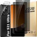 2 Pack Galaxy S21 Ultra Privacy Screen Protector and 2 Pack Camera Lens Protector, 9H Hardness Anti-Spy Tempered Glass, Fingerprint Compatible, 3D Full Coverage, Bubble Free, Anti Scratch (6.8 Inch)