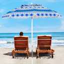 Aoxun Beach Umbrella with Tilt Pole, Portable Sand Anchor and Carry Bag, UPF 50+ Sun Shelter Air Vents Design for Outdoor Activities (Blue), 6.5ft