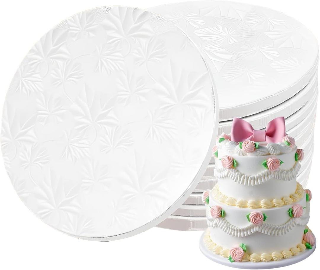 14 Inch Round Cake Drums 1/2 Inch Thick Cake Boards, 10PACK White Corrugated Cardboard for Multi-Tiered Party, Birthday, Wedding, Mothers Day Heavy Cakes Decorating Delivery