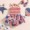 Noubeau Toddler Baby Girl 4th of July Dresses Independence Day Outfit Kid American Flag Stars Stripes Patriotic Dress ClothesStripes-Stars 02,0-3 Months
