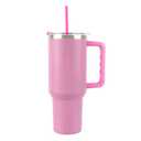 Insulated Tumbler with Handle and Straw,40 OZ Vacuum Stainless Steel Water Bottle Travel Mug Metal Cup with Fruit Diffuser,Mist Pink