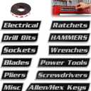 12 Pack Magnetic Tool Box Labels Set, 3D-Printed Reusable Tags for Steel Toolboxes, Carts, Drawers, Multipurpose Organization