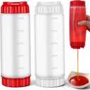 2Pcs Squeeze Bottles Refillable 20 oz, Condiment Squeeze Bottles for Sauces, Multipurpose Squirt Bottle for Sauces Ketchup Sour Cream Self Sealing Syrup Dispenser for Restaurants (Red)