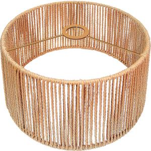 Hanging Pendant Lamp Shade(12.6"×6.7"), Boho Rattan Lampshade, Hand-woven Wicker Light Shade for Floor Lamps, Table Lamps, Wall Sconces