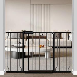Fairy Baby Extra Wide Baby Gate 48-53 Inch Wide, Walk Through Pressure Mounted No Drill, Long and Large Tension Gate for Pet and Kids, Black