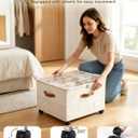 Shoe Organizer for Closet with Wheels - 2 Pack Shoe Storage Box Bin Cubes | Detachable Wheels | Fits 32 Pairs | Adjustable Dividers | Side Pockets | Clear Cover | Foldable | Stackable | Label Holder