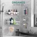 Veken Adhesive Shower Caddy 5-Pack,Heavy Weight Bearing,Large Wall Mounted Shower Shelves Rack,Organizer Storage Accessories with Soap Dish&Toothbrush Holder,Ideal for Bathroom,Home&Kitchen,White