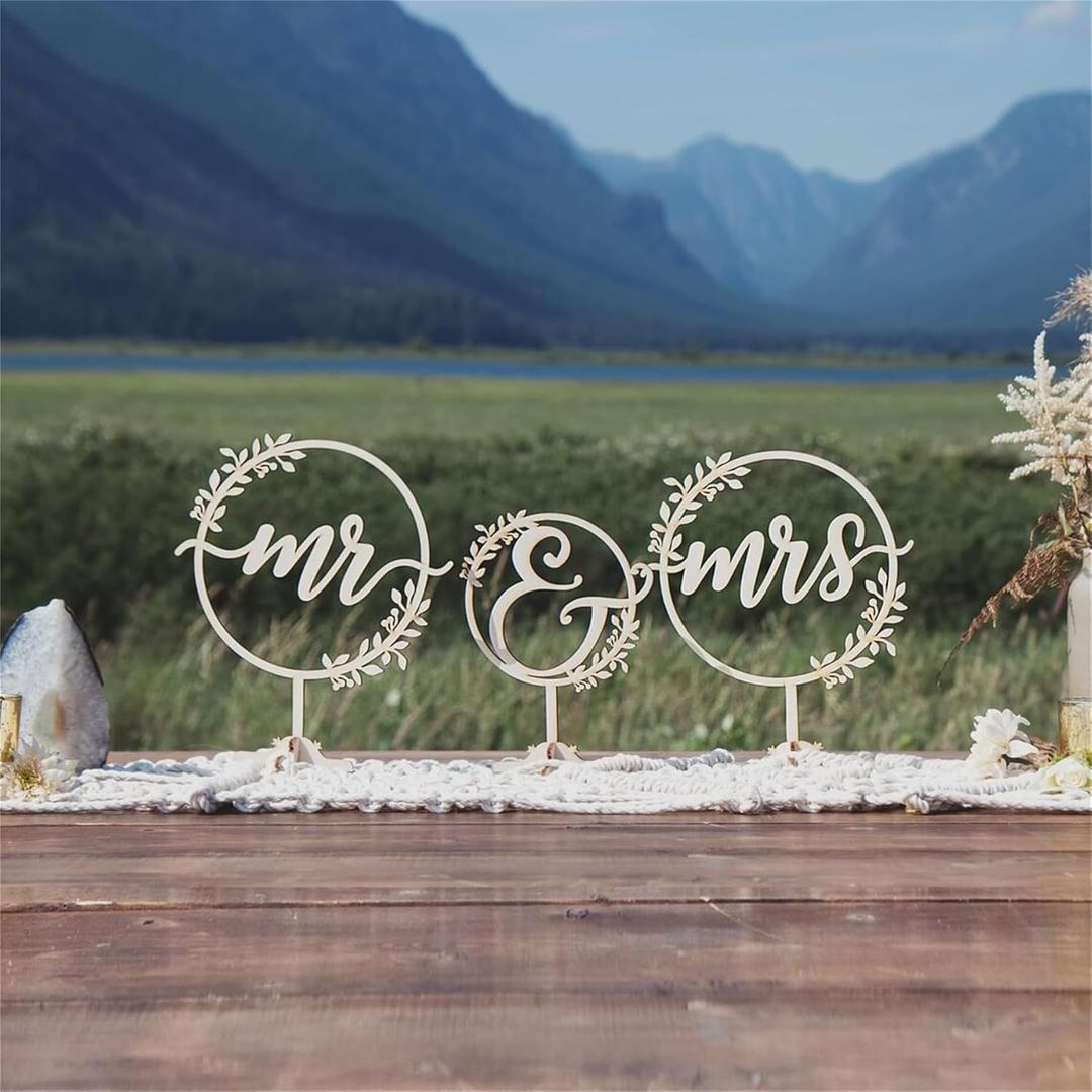 Mr and Mrs Wedding Sign for Rustic Just Married Party Table Decoration,Wooden