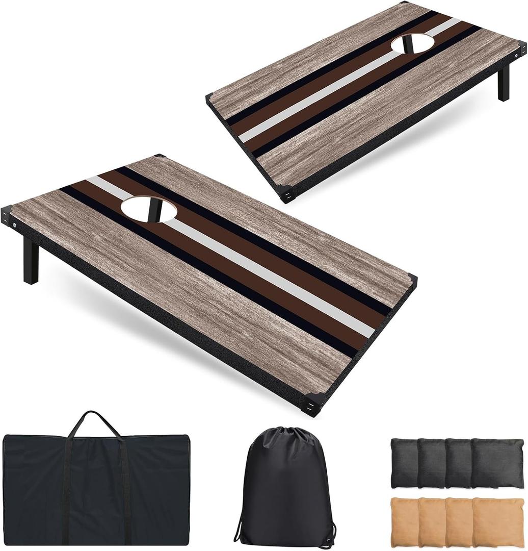 Cornhole Board Set, 3'x2' Cornhole Set, Corn Hole Boards Set, Lightweight Corn Hole Set Includes 2 Cornhole Boards, 8 Cornhole Bean Bags & Carry Case for Outdoor Games