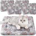 Tuanse 4 Pack Ultra Soft Dog Cat Bed Mat with Cute Prints Reversible Fleece Dog Crate Kennel Pad Cozy Washable Thickened Hamster Guinea Pig Pet Bed Mat for Small Animals(13 x 19 Inches,Light Gray)