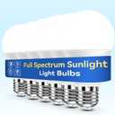 Neporal Full Spectrum Light Bulb, 6000K UV-Free Daylight Sunlight Light Bulbs, 9W (60W Equivalent) LED CRI 90, Flicker-Free, 30,000 Hrs Lifespan, E26/E27 Natural Light Bulb for Home & Office - 6PK (6 Count (Pack of 1), White)