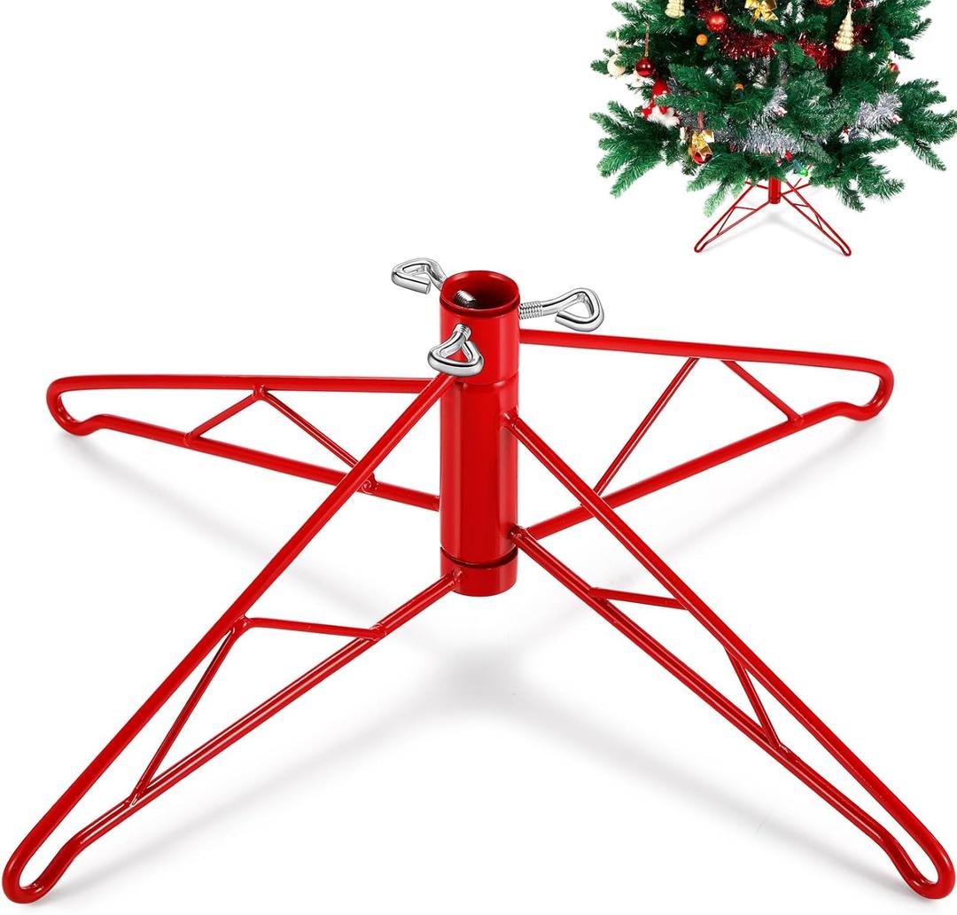 Barydat Christmas Tree Stand for Artificial Tree Folding Stand for Christmas Winter Holiday New Year Decorations (Red, 18 Inch)