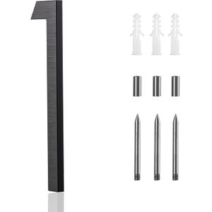 12 Inch Modern House Numbers For Outside,Large Metal house Numbers for Outside,Large Address Numbers Matte Black Floating Outdoor Flush Mount Vertical Aluminum Numbers 1