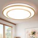 Golden LED Flush Mount Ceiling Light Fixture 5CCT, Dimmable Light Fixture Ceiling Mount 16" 24W, Overhead Modern Close to Ceiling for Living Room, Foyer, Kitchen, Bedroom